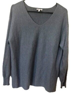 Ella Moss Women's M "Kaylan" Gray Long Sleeve V-Neck Sweater Cozy Lightweight